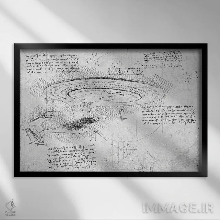 تابلو پیشتازان فضا: نسل بعدی (سیاهوسفید) اثر فیشرکرافت (استودیوی خلاقانه) - نمای قابدار مشکی