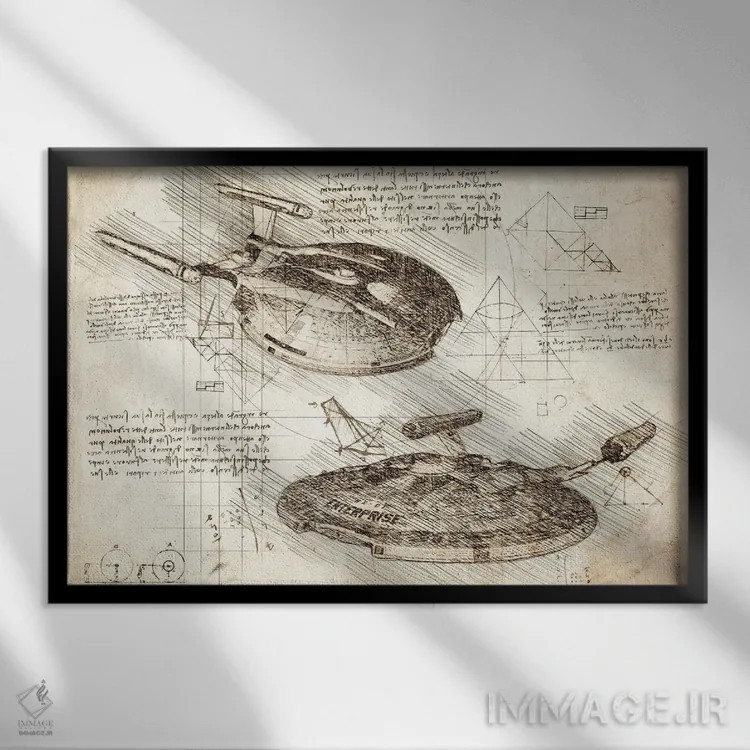 تابلو پیشتازان فضا: انایکس-۰۱ اینترپرایز (سپیا) اثر فیشرکرافت (استودیوی خلاقانه) - نمای قابدار مشکی