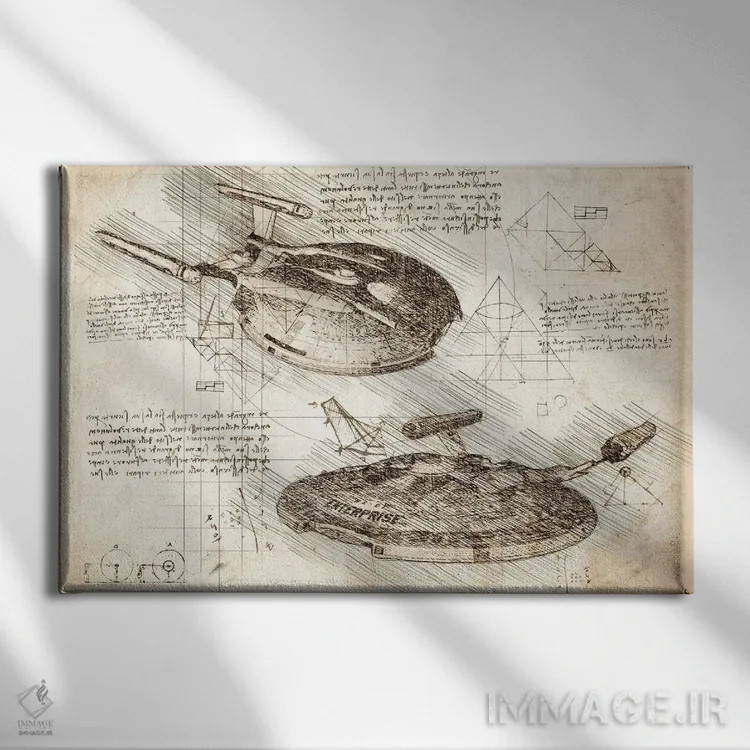 تابلو پیشتازان فضا: انایکس-۰۱ اینترپرایز (سپیا) اثر فیشرکرافت (استودیوی خلاقانه) - نمای روبهرو روی دیوار