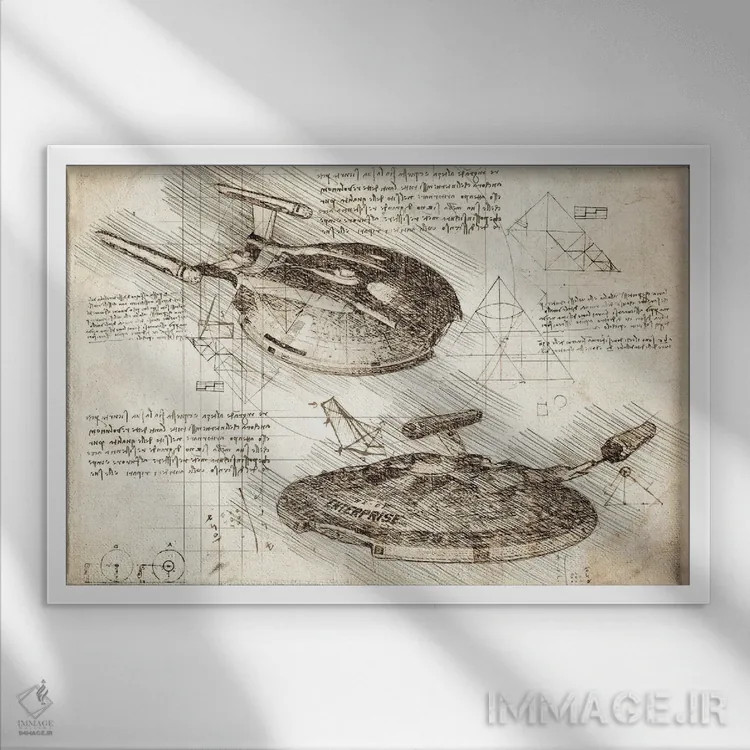 تابلو پیشتازان فضا: انایکس-۰۱ اینترپرایز (سپیا) اثر فیشرکرافت (استودیوی خلاقانه) - نمای قابدار سفید