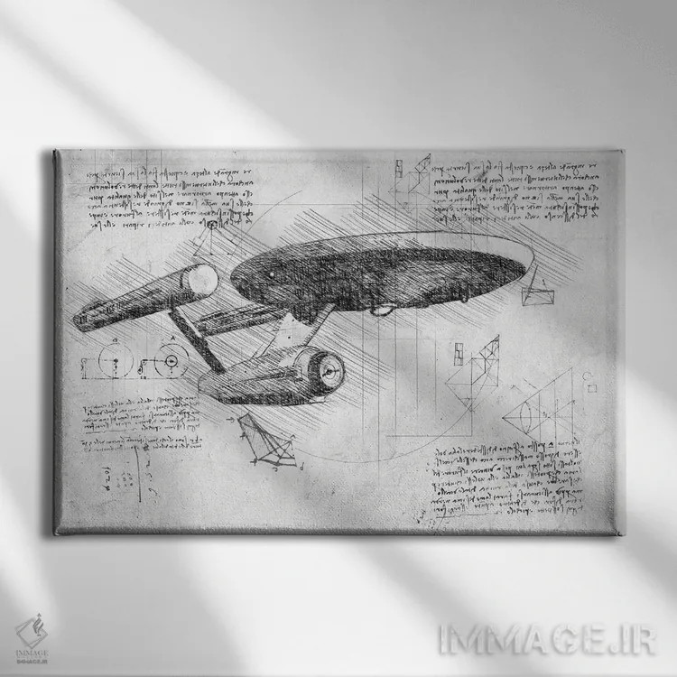 تابلو پیشتازان فضا: سری اصلی (سیاهوسفید) اثر فیشرکرافت (استودیوی خلاقانه) - نمای روبهرو روی دیوار