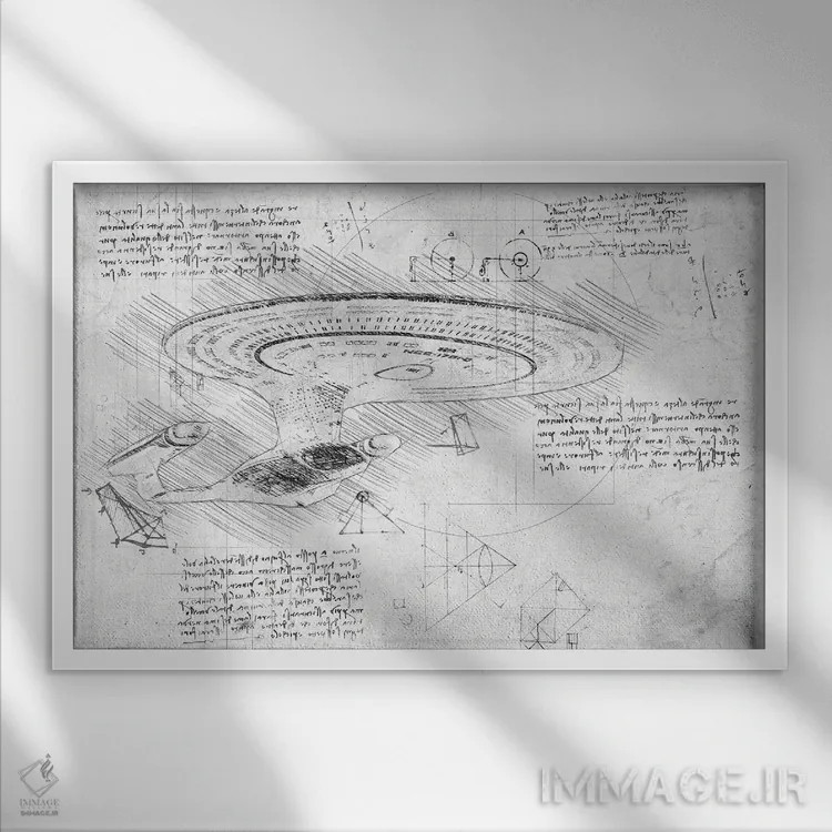 تابلو پیشتازان فضا: نسل بعدی (سیاهوسفید) اثر فیشرکرافت (استودیوی خلاقانه) - نمای قابدار سفید
