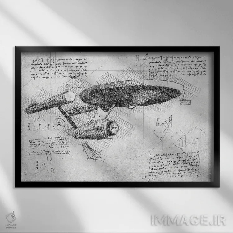 تابلو پیشتازان فضا: سری اصلی (سیاهوسفید) اثر فیشرکرافت (استودیوی خلاقانه) - نمای قابدار مشکی