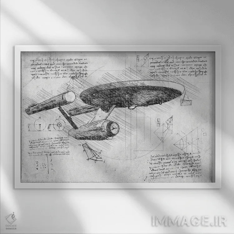 تابلو پیشتازان فضا: سری اصلی (سیاهوسفید) اثر فیشرکرافت (استودیوی خلاقانه) - نمای قابدار سفید