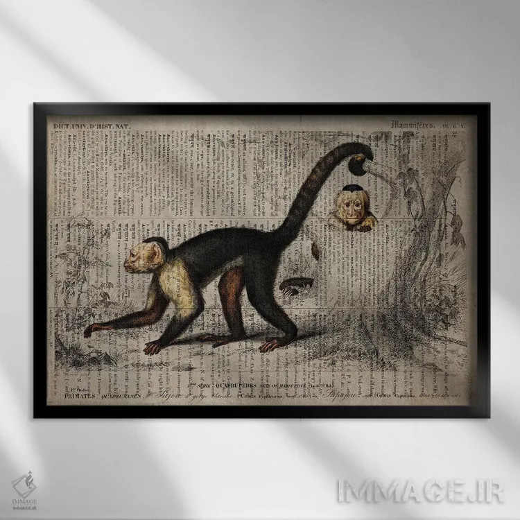 تابلو میمون (فرهنگ لغت عمومی فرانسوی) اثر فیشرکرافت (استودیوی خلاقانه) - نمای قابدار مشکی