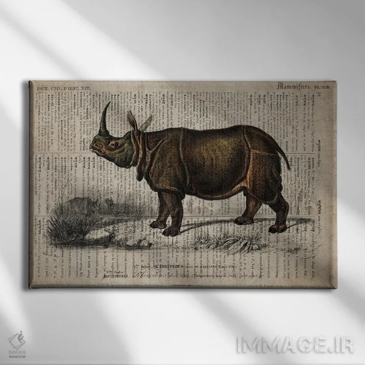 تابلو کرگدن (فرهنگ لغت عمومی فرانسوی) اثر فیشرکرافت (استودیوی خلاقانه) - نمای روبهرو روی دیوار