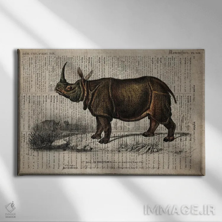 تابلو کرگدن (فرهنگ لغت عمومی فرانسوی) اثر فیشرکرافت (استودیوی خلاقانه) - نمای روبهرو روی دیوار