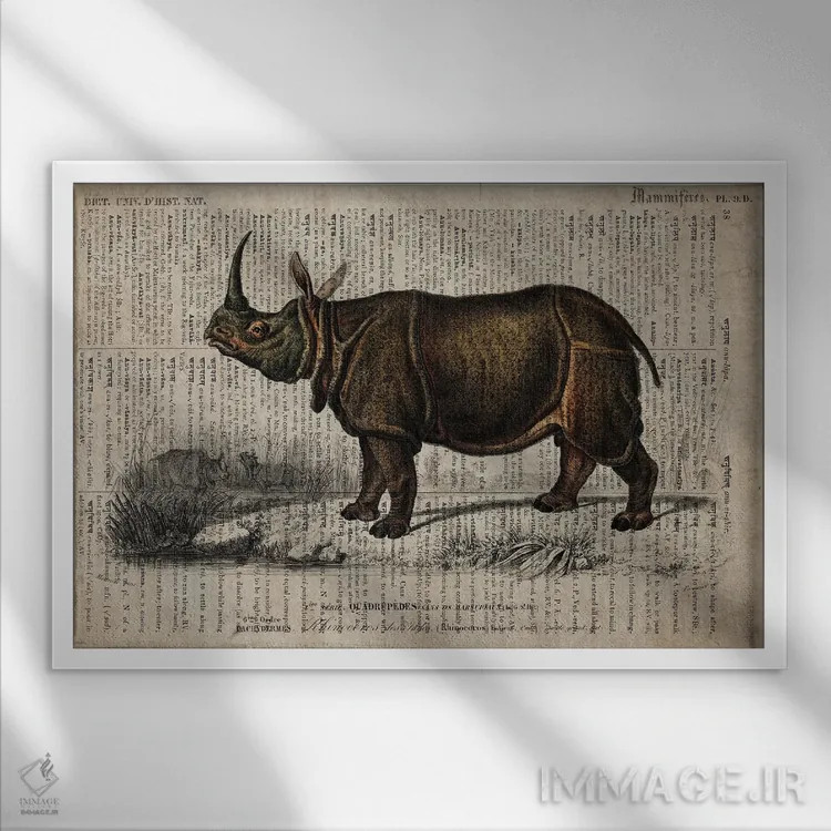 تابلو کرگدن (فرهنگ لغت عمومی فرانسوی) اثر فیشرکرافت (استودیوی خلاقانه) - نمای قابدار سفید