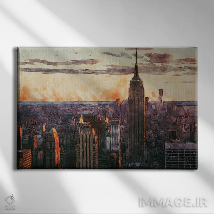 تابلو ساختمان امپایر استیت شهر نیویورک اثر فیشرکرافت (استودیوی خلاقانه) - نمای روبهرو روی دیوار