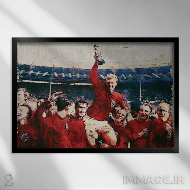 تابلو جام جهانی فوتبال ۱۹۶۶ انگلستان اثر فیشرکرافت (استودیوی خلاقانه) - نمای قابدار مشکی