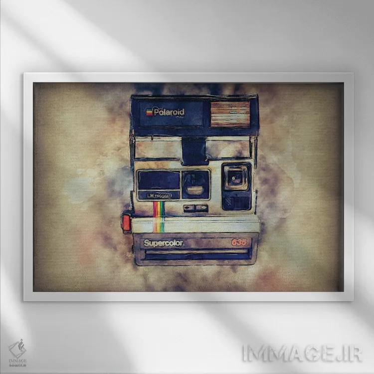 تابلو دوربین عکاسی پولاروید اثر فیشرکرافت (استودیوی خلاقانه) - نمای قابدار سفید