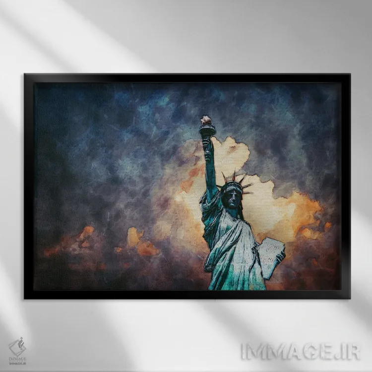 تابلو مجسمه آزادی نیویورک اثر فیشرکرافت (استودیوی خلاقانه) - نمای قابدار مشکی