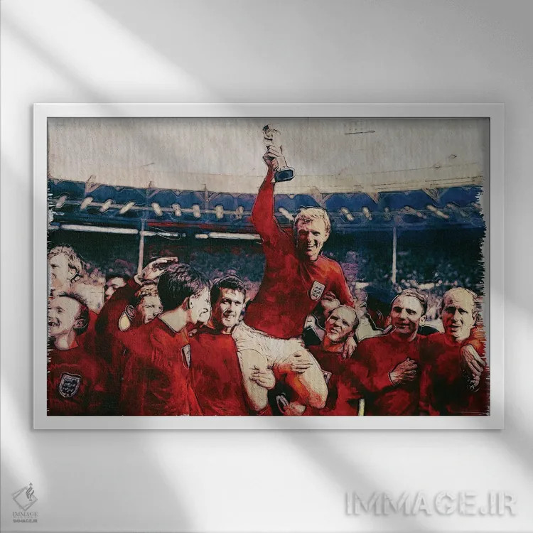 تابلو جام جهانی فوتبال ۱۹۶۶ انگلستان اثر فیشرکرافت (استودیوی خلاقانه) - نمای قابدار سفید