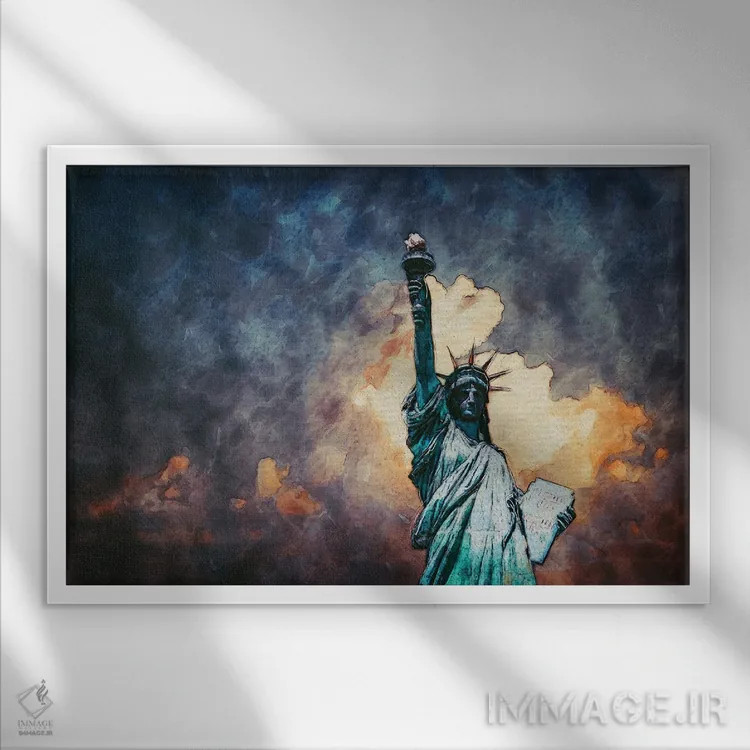 تابلو مجسمه آزادی نیویورک اثر فیشرکرافت (استودیوی خلاقانه) - نمای قابدار سفید