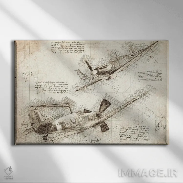 تابلو هواپیمای RAF اسپیتفایر سپیا (نیروی هوایی) اثر فیشرکرافت (استودیوی خلاقانه) - نمای روبهرو روی دیوار