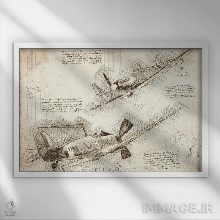 تابلو هواپیمای RAF اسپیتفایر سپیا (نیروی هوایی) اثر فیشرکرافت (استودیوی خلاقانه) - نمای قابدار سفید