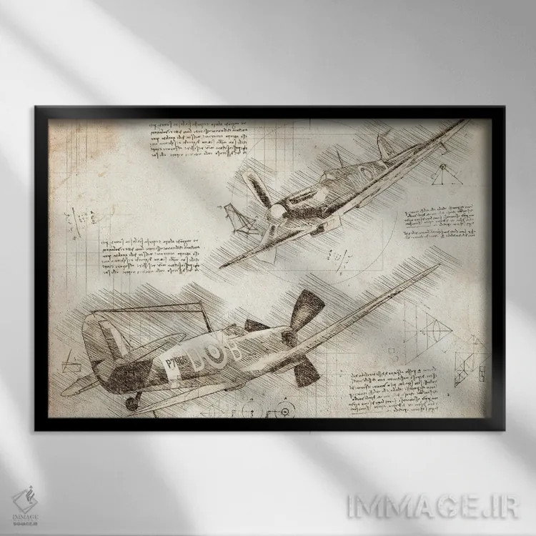 تابلو هواپیمای RAF اسپیتفایر سپیا (نیروی هوایی) اثر فیشرکرافت (استودیوی خلاقانه) - نمای قابدار مشکی