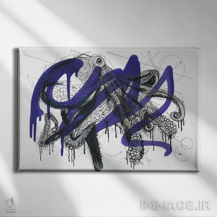 تابلو صخره مرجانی اختاپوس اثر فرانک باندا - نمای روبهرو روی دیوار