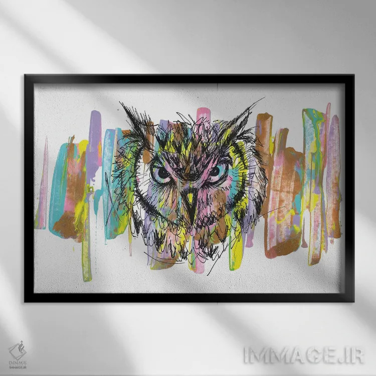 تابلو جغد اثر فرانک باندا - نمای قابدار مشکی