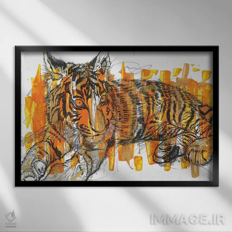 تابلو ببر (Tigre) اثر فرانک باندا - نمای قابدار مشکی