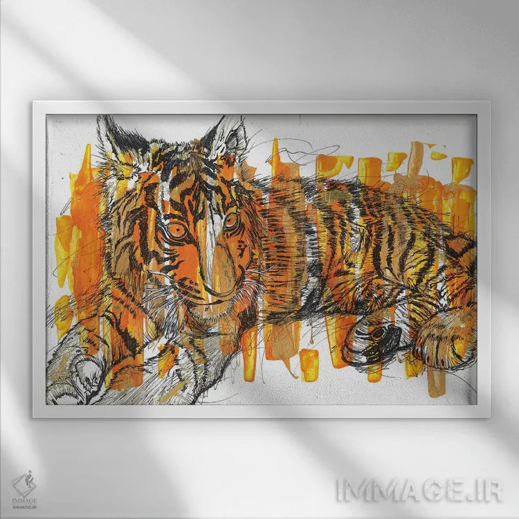 تابلو ببر (Tigre) اثر فرانک باندا - نمای قابدار سفید