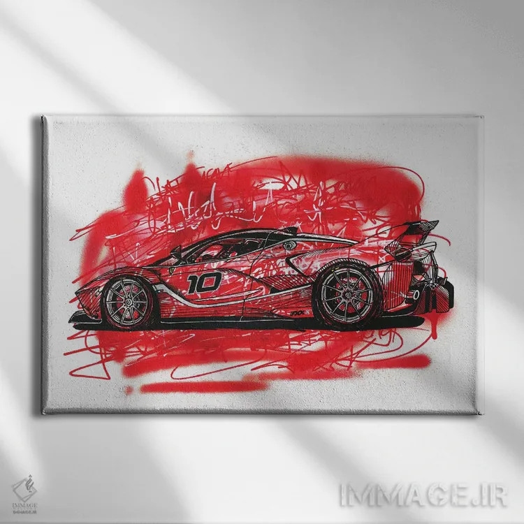 تابلو لا فراری FXX K (خودرو) اثر فرانک باندا - نمای روبهرو روی دیوار