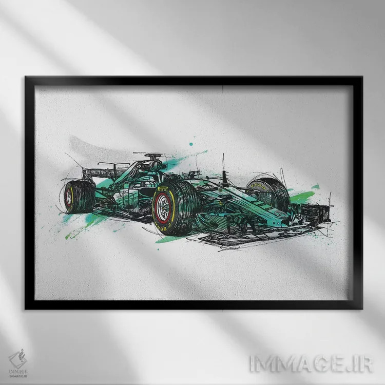 تابلو فرمول یک همیلتون (لوئیس همیلتون) اثر فرانک باندا - نمای قابدار مشکی