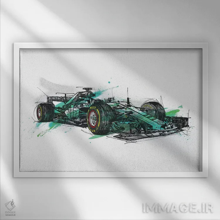 تابلو فرمول یک همیلتون (لوئیس همیلتون) اثر فرانک باندا - نمای قابدار سفید