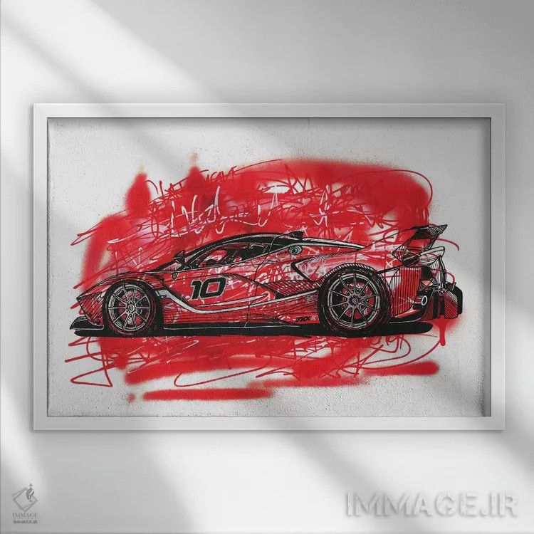 تابلو لا فراری FXX K (خودرو) اثر فرانک باندا - نمای قابدار سفید