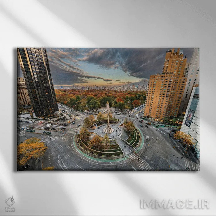 تابلو میدان کلمبوس در پاییز اثر فرانکلین کرنی - نمای روبهرو روی دیوار