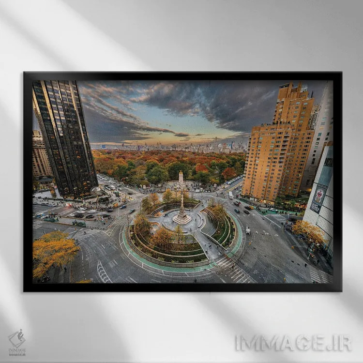 تابلو میدان کلمبوس در پاییز اثر فرانکلین کرنی - نمای قابدار مشکی