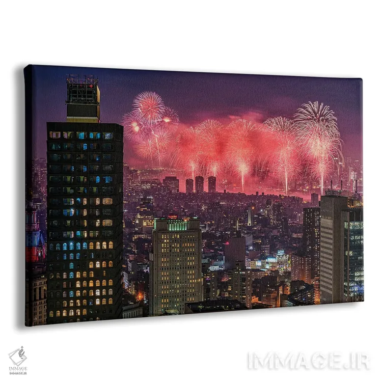تابلو آتشبازی چهارم ژوئیه نیویورک اثر فرانکلین کرنی - نمای پرسپکتیو محصول
