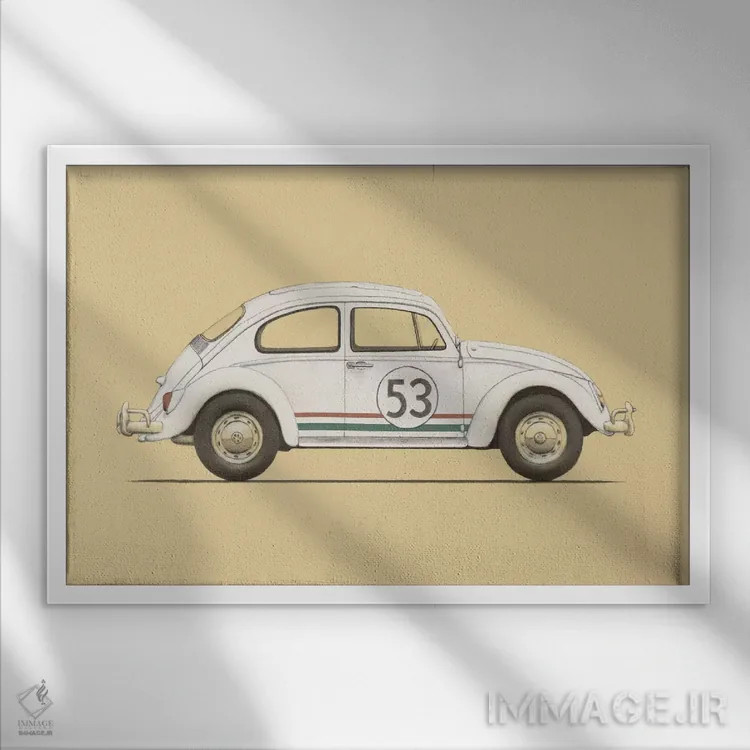 تابلو سوسک (خودرو یا حشره) اثر فلوران بُدار (هنرمند فرانسوی) - نمای قابدار سفید