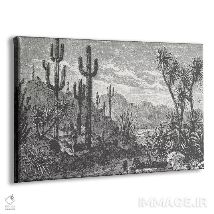 تابلو کاکتوسها در کوهستان اثر فلوران بُدار (هنرمند فرانسوی) - نمای پرسپکتیو محصول