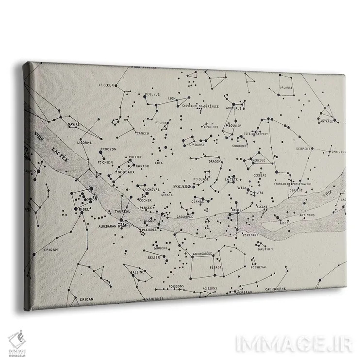 تابلو نقشه آسمان II بر زمینه سفید اثر فلوران بُدار (هنرمند فرانسوی) - نمای پرسپکتیو محصول