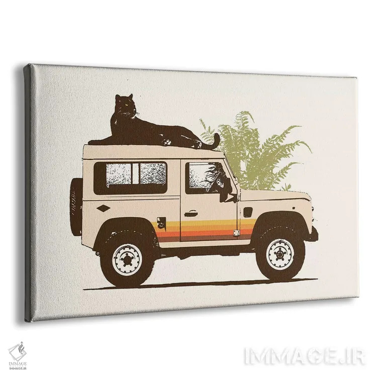 تابلو پلنگ سیاه بر روی خودرو اثر فلوران بُدار (هنرمند فرانسوی) - نمای پرسپکتیو محصول