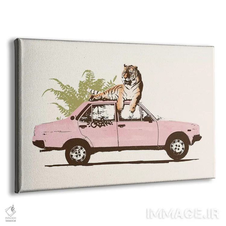 تابلو ببر بر روی خودرو اثر فلوران بُدار (هنرمند فرانسوی) - نمای پرسپکتیو محصول