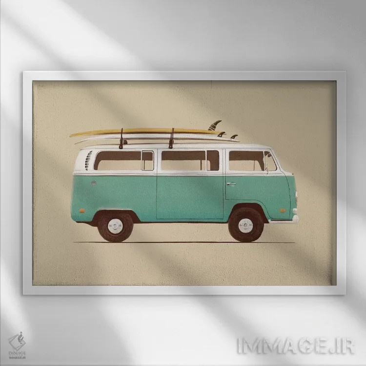 تابلو ون آبی اثر فلوران بُدار (هنرمند فرانسوی) - نمای قابدار سفید