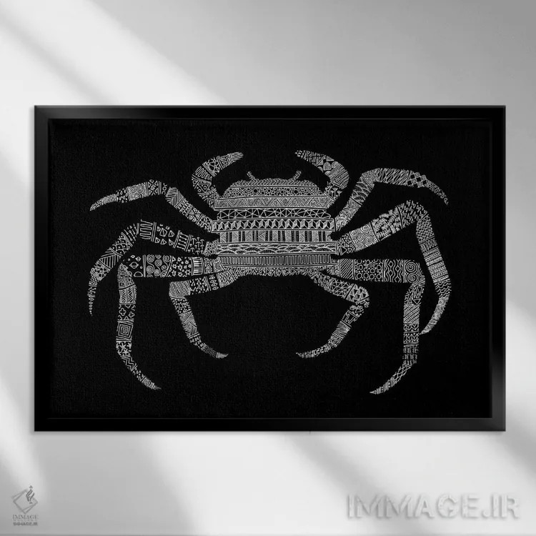 تابلو خرچنگ اثر فلوران بُدار (هنرمند فرانسوی) - نمای قابدار مشکی