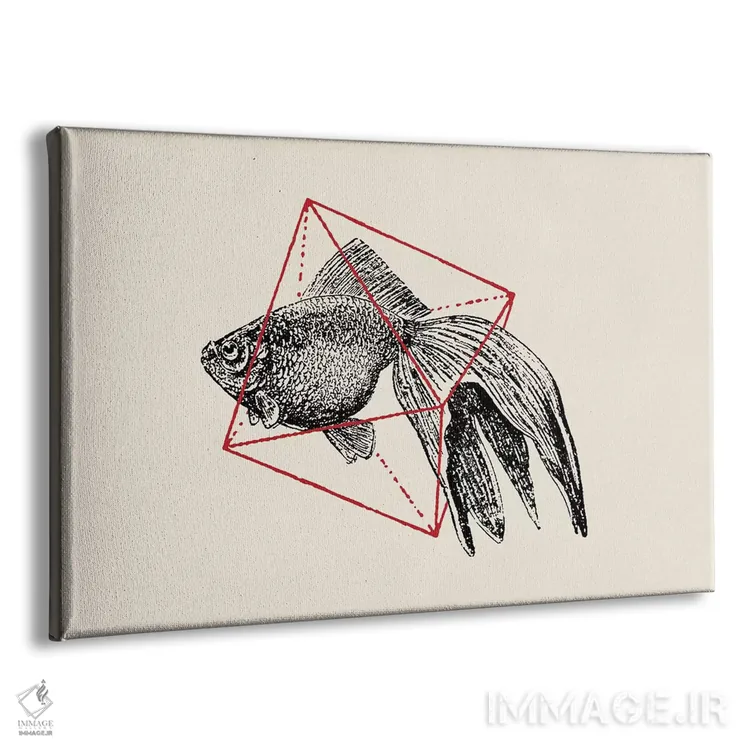 تابلو ماهی در اشکال هندسی ۳ (عریض) اثر فلوران بُدار (هنرمند فرانسوی) - نمای پرسپکتیو محصول
