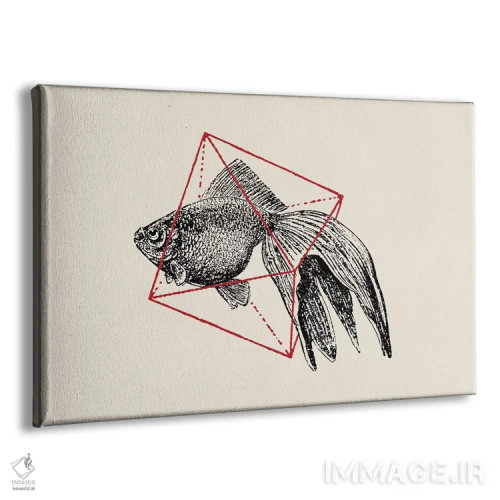 تابلو ماهی در اشکال هندسی ۳ (عریض) اثر فلوران بُدار (هنرمند فرانسوی) - نمای پرسپکتیو محصول