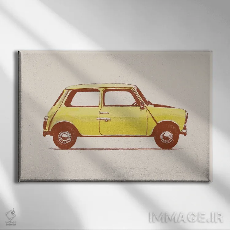تابلو مینی (خودرو کوچک) اثر فلوران بُدار (هنرمند فرانسوی) - نمای روبهرو روی دیوار