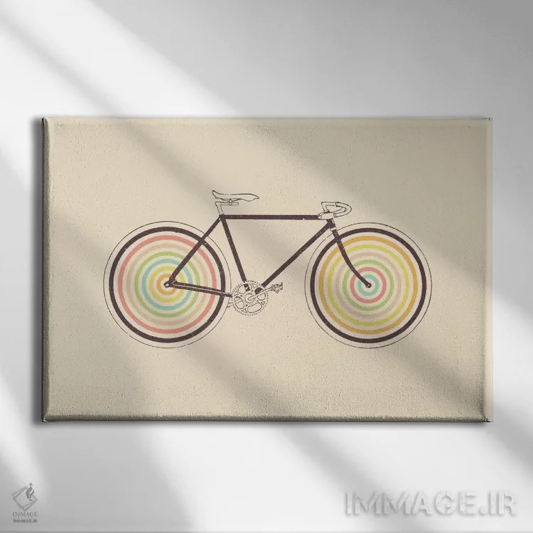 تابلو ولوکالر (ترکیب دوچرخه و رنگ) اثر فلوران بُدار (هنرمند فرانسوی) - نمای روبهرو روی دیوار