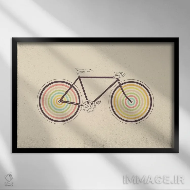 تابلو ولوکالر (ترکیب دوچرخه و رنگ) اثر فلوران بُدار (هنرمند فرانسوی) - نمای قابدار مشکی
