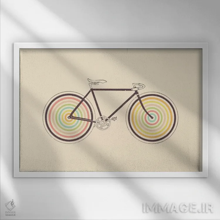 تابلو ولوکالر (ترکیب دوچرخه و رنگ) اثر فلوران بُدار (هنرمند فرانسوی) - نمای قابدار سفید