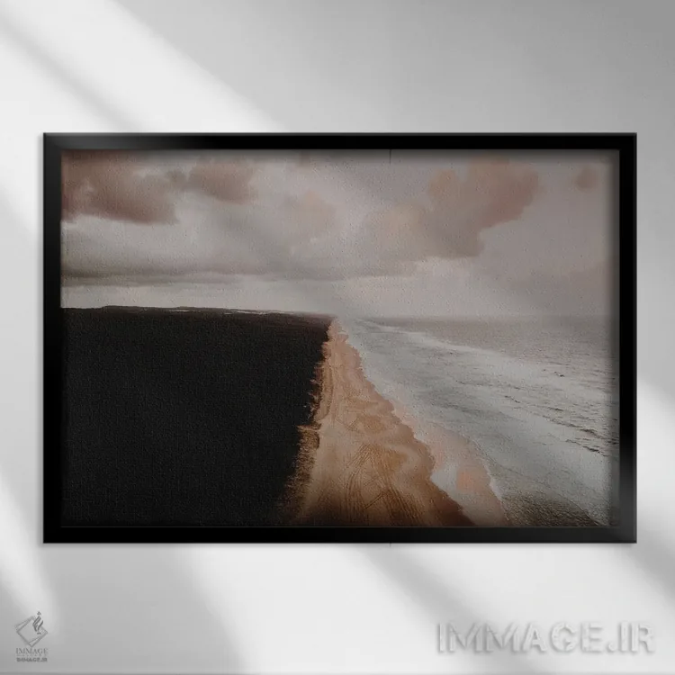 تابلو ساحل پاییزی اثر فلاور لاو چایلد (برند هنری) - نمای قابدار مشکی