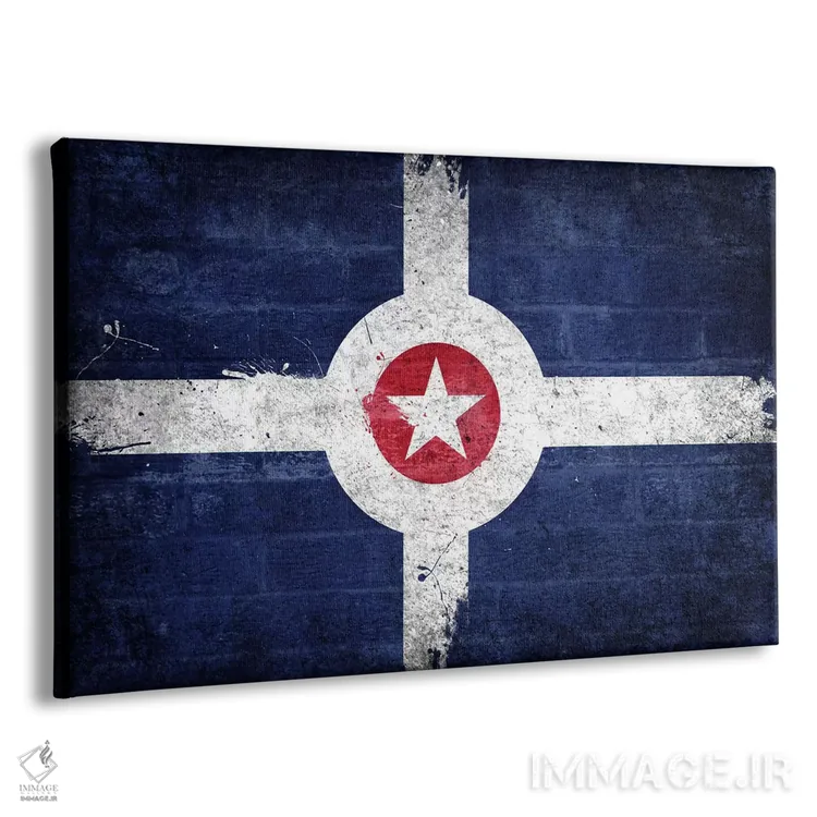 تابلو پرچم شهر ایندیاناپولیس، ایندیانا با رنگ تازه روی آجرها اثر فایو بای فایو کالکتیو - نمای پرسپکتیو محصول