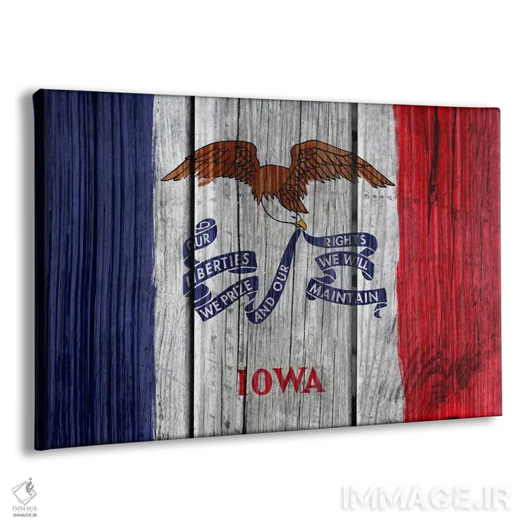تابلو پرچم ایالت آیووا روی تختهچوب اثر فایو بای فایو کالکتیو - نمای پرسپکتیو محصول
