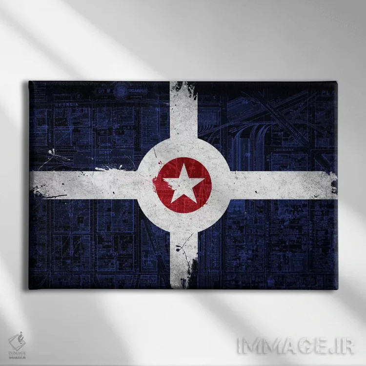 تابلو ایندیاناپولیس، ایندیانا (نقشهکشی جادهها) اثر فایو بای فایو کالکتیو - نمای روبهرو روی دیوار