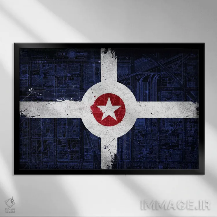 تابلو ایندیاناپولیس، ایندیانا (نقشهکشی جادهها) اثر فایو بای فایو کالکتیو - نمای قابدار مشکی